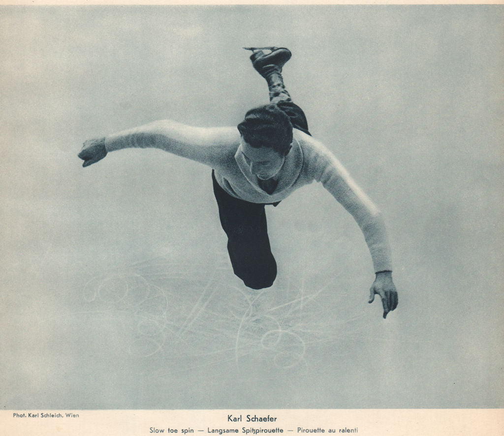 ICE FIGURE SKATING. Karl Schaefer - Slow toe spin - Langsame Spitzpirouette 1935